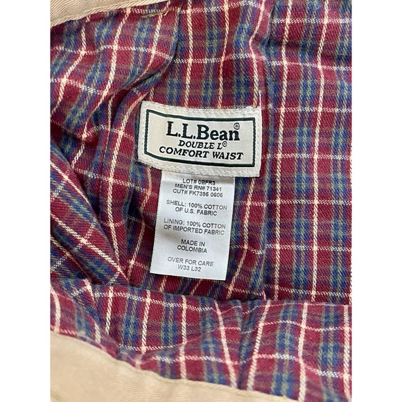 Vintage LL Bean Work Pants Mens 33x32 Double L Plaid Flannel Lined USA Made - Picture 3 of 6